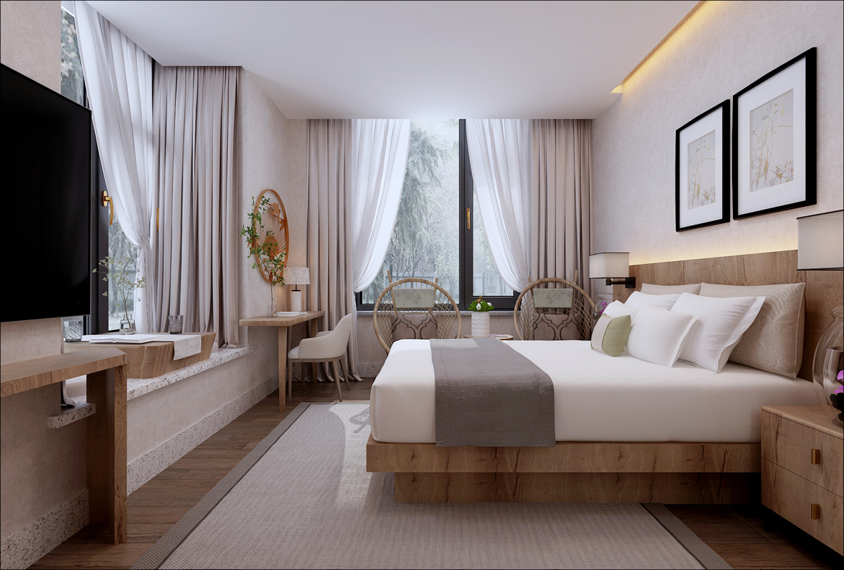 巢湖厵村民宿現(xiàn)代田園風(fēng)格民宿設(shè)計裝修(圖2) 巢湖厵村民宿現(xiàn)代田園風(fēng)格民宿設(shè)計裝修(圖2)